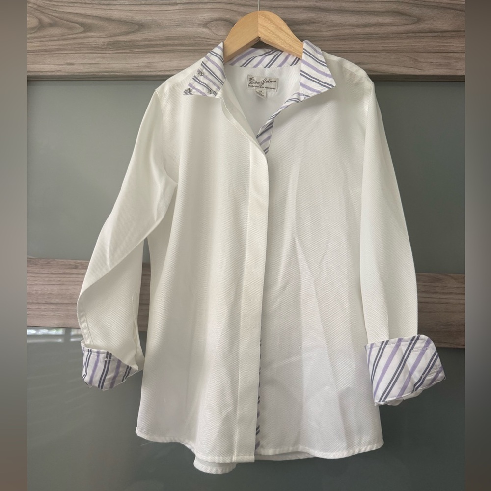 The Tailored Sportsman White Shirt with Purple Stripes